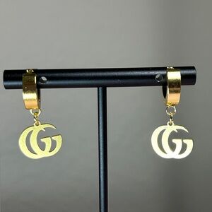 Gold Huggie Dangle Earrings